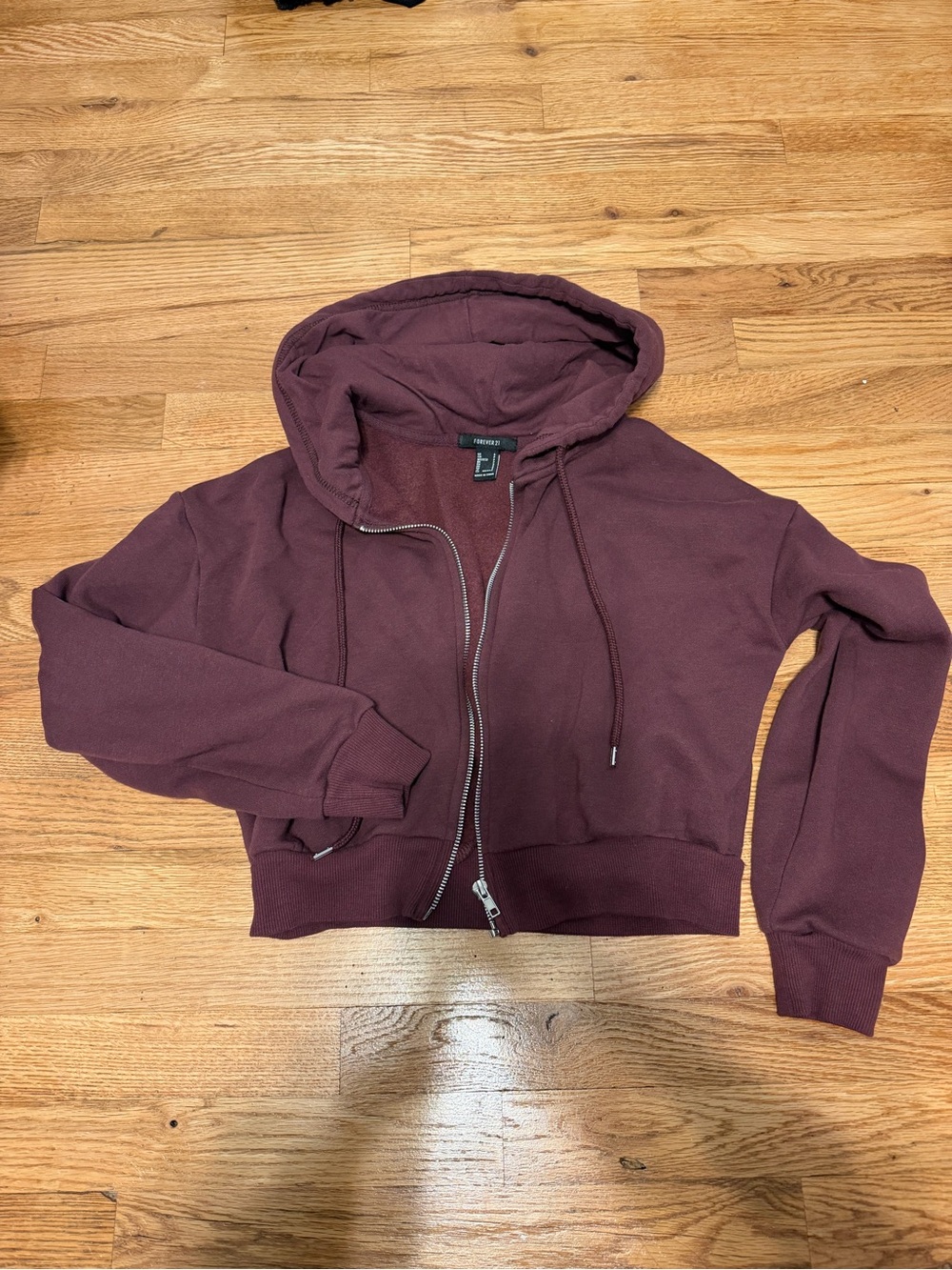 Forever21 Women's Maroon Zip-Up Hoodie Sweatshirt